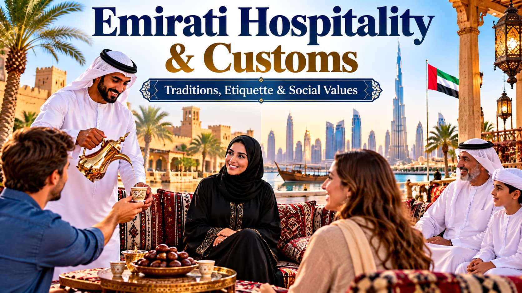 Emirati hospitality showing traditional customs, guests and social etiquette