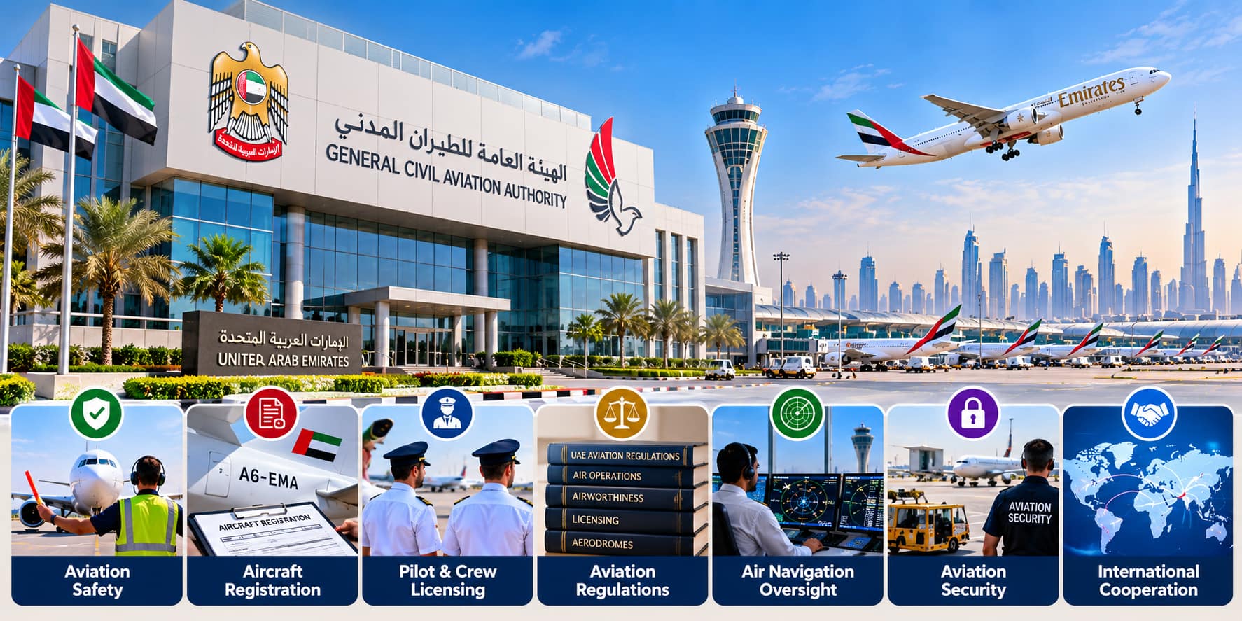 UAE Civil Aviation Authority overseeing aviation safety and regulations
