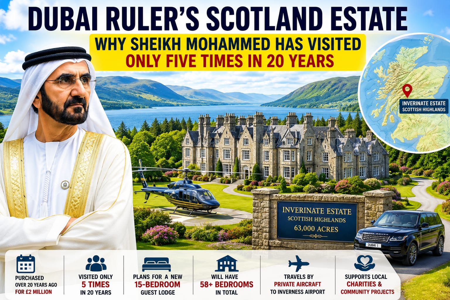Dubai ruler Sheikh Mohammed's Scotland estate in the Scottish Highlands.