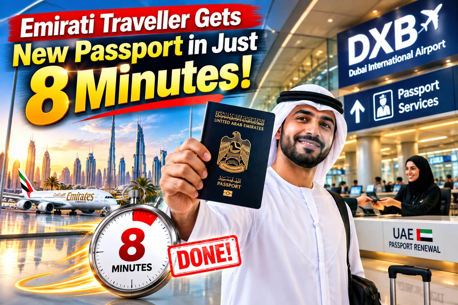 Emirati traveller gets a new UAE passport in 8 minutes at Dubai Airport