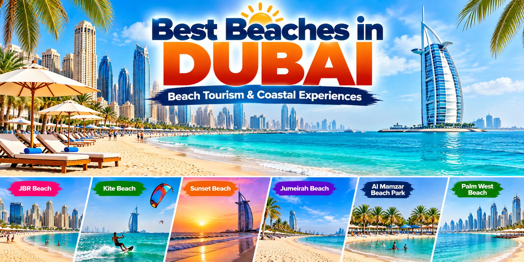 Best beaches in Dubai showing beach tourism and coastal experiences
