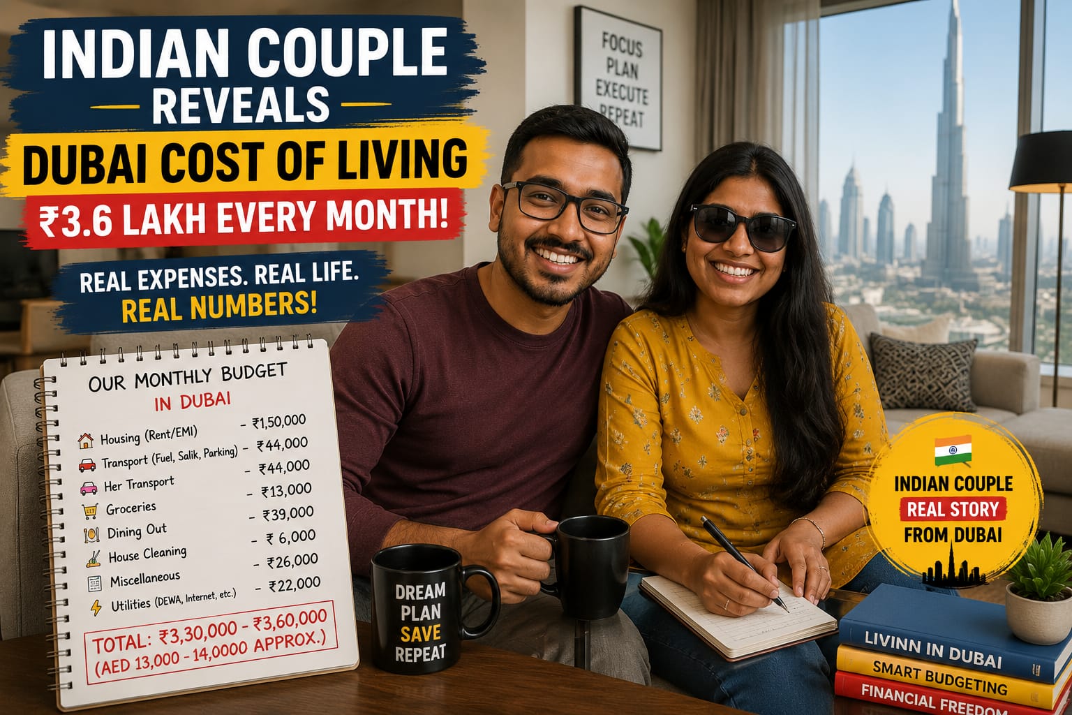 Indian couple shares their Dubai cost of living and monthly expenses of around ₹3.6 lakh.