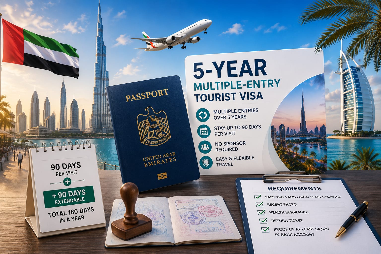 Dubai 5-Year Multiple-Entry Tourist Visa for international travelers