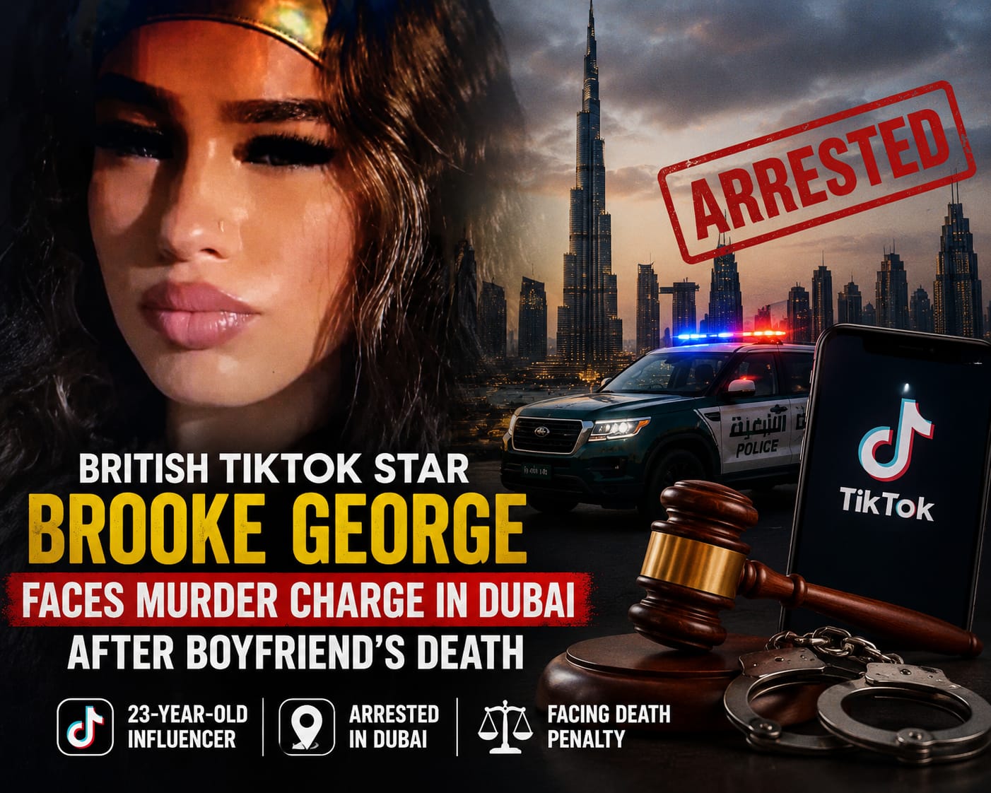 Illustration of the Dubai legal case involving a British TikTok influencer.