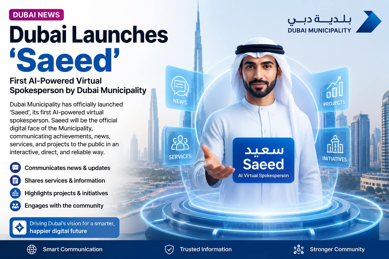 Saeed, Dubai Municipality's AI-powered virtual spokesperson.