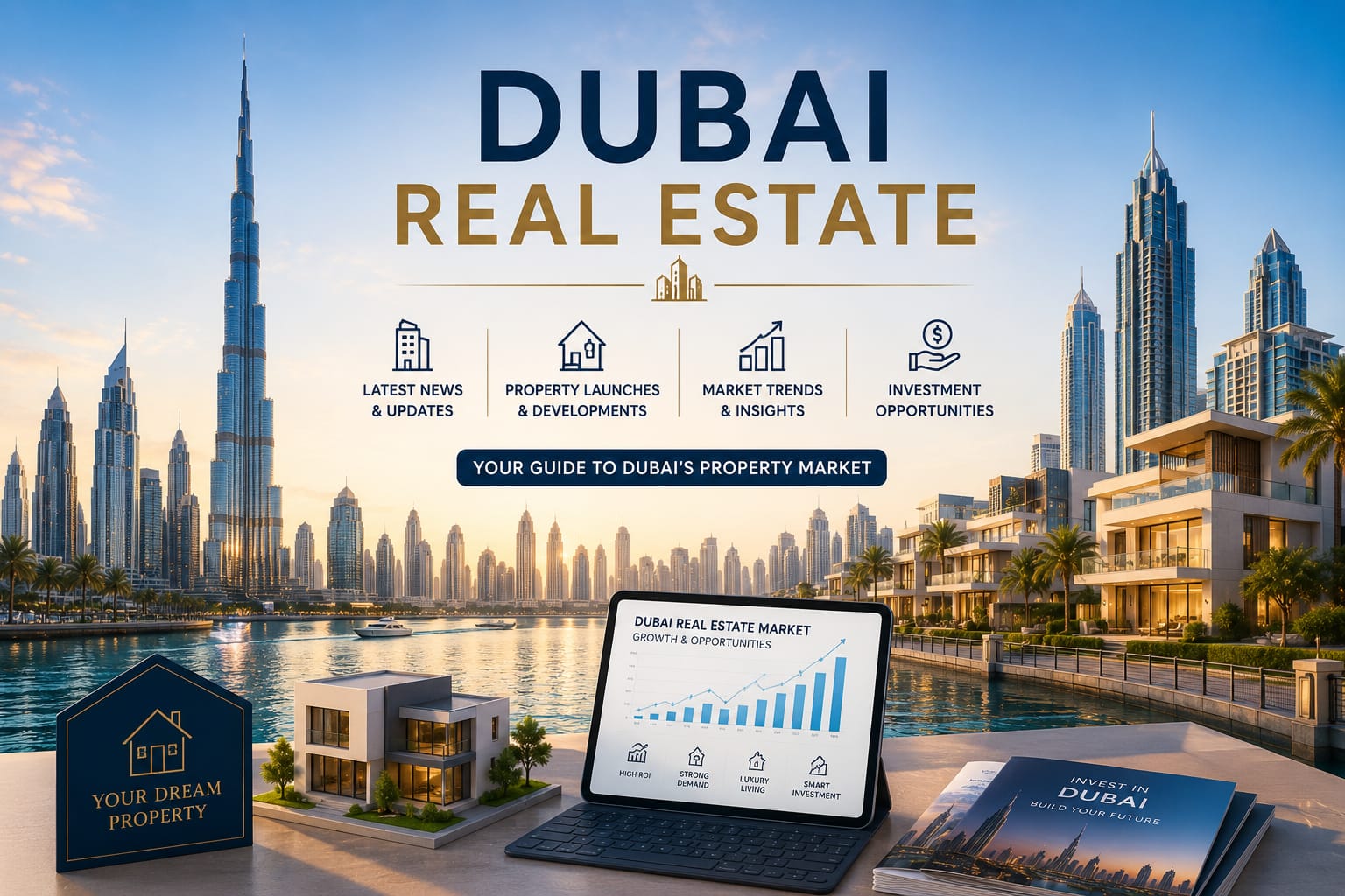 Dubai real estate skyline and luxury properties