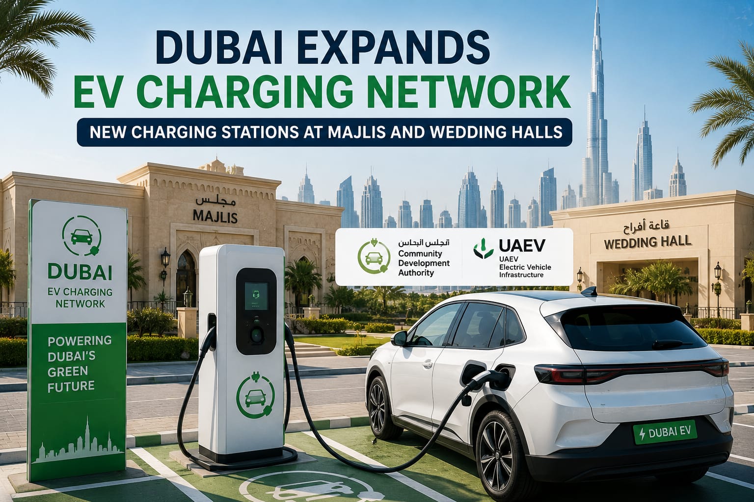 Dubai expands its EV charging network with new charging stations.