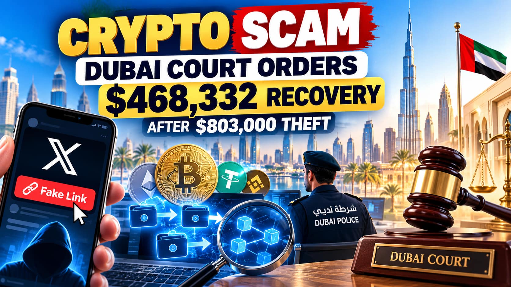 Dubai court orders $468,332 crypto recovery after an $803,000 crypto scam.