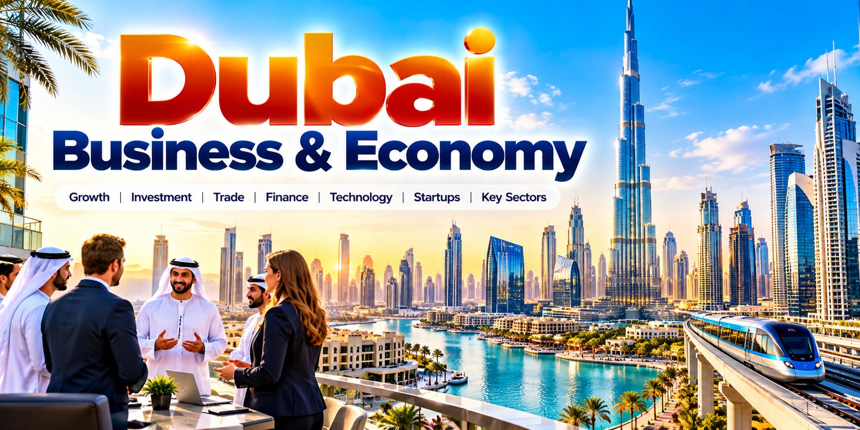 Dubai business and economy showing business, investment, trade and finance